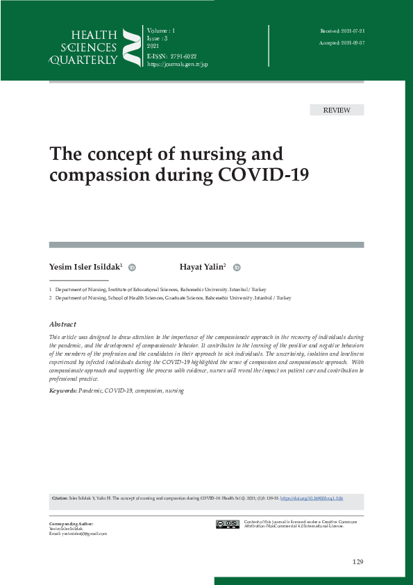 (PDF) The concept of nursing and compassion during COVID-19