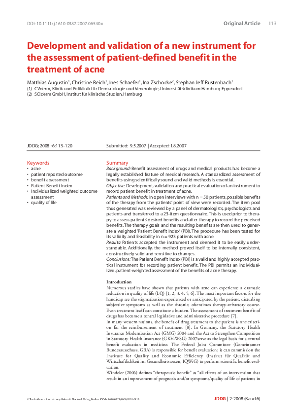 (PDF) Development and validation of a new instrument for the assessment ...