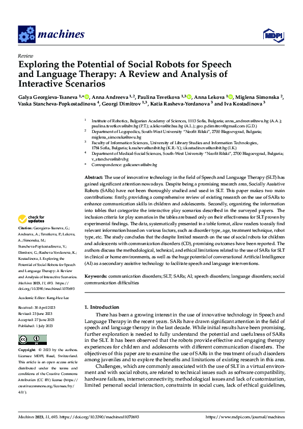 (PDF) Exploring the Potential of Social Robots for Speech and Language ...