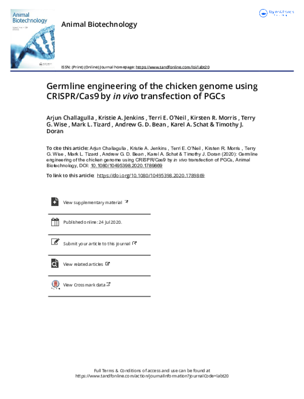 (PDF) Germline engineering of the chicken genome using CRISPR/Cas9 by ...