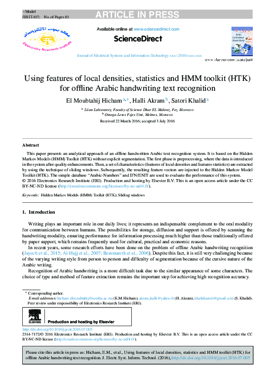 (PDF) Using features of local densities, statistics and HMM toolkit ...