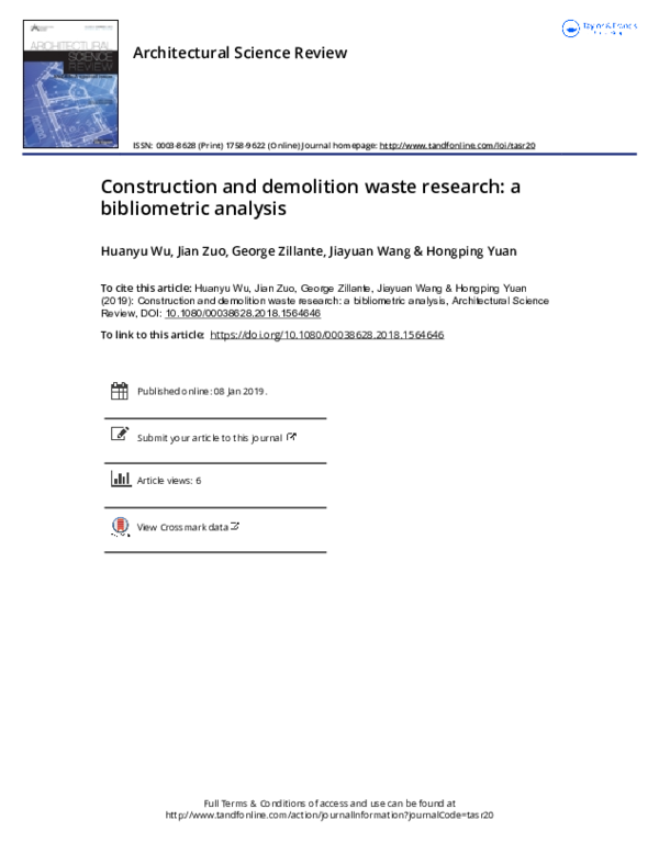 (PDF) Construction and demolition waste research: a bibliometric analysis