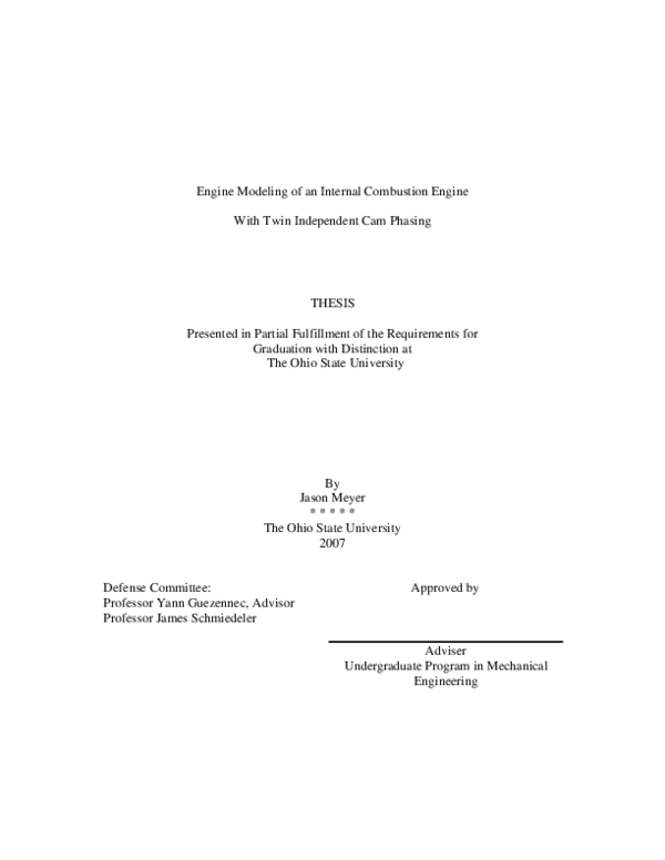 (PDF) Engine Modeling of an Internal Combustion Engine with Twin ...