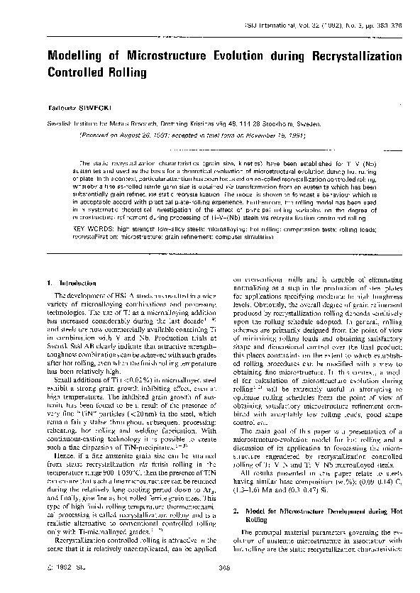 (PDF) Modelling of Microstructure Evolution during Thermal Processes ...