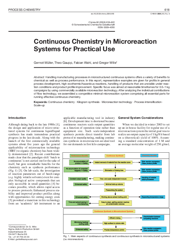 (PDF) Continuous Chemistry in Microreaction Systems for Practical Use