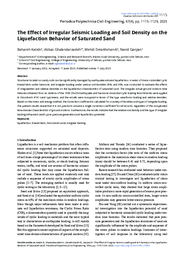 (PDF) The Effect of Irregular Seismic Loading and Soil Density on the ...