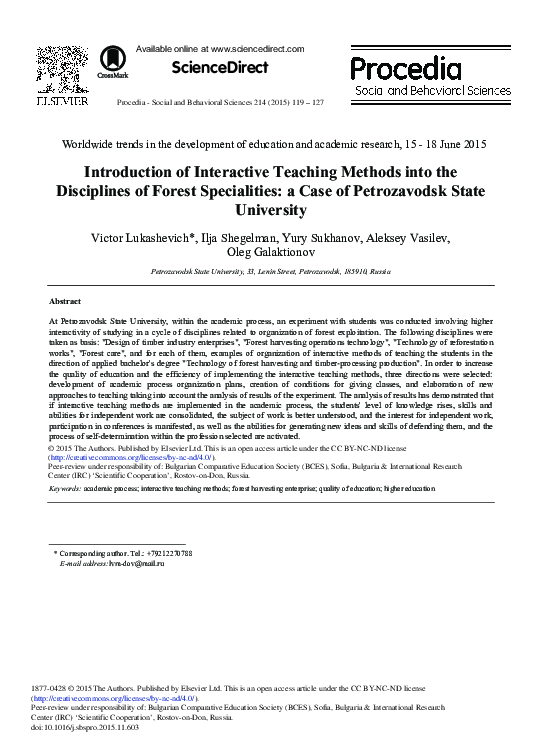 (PDF) Introduction of Interactive Teaching Methods into the Disciplines ...