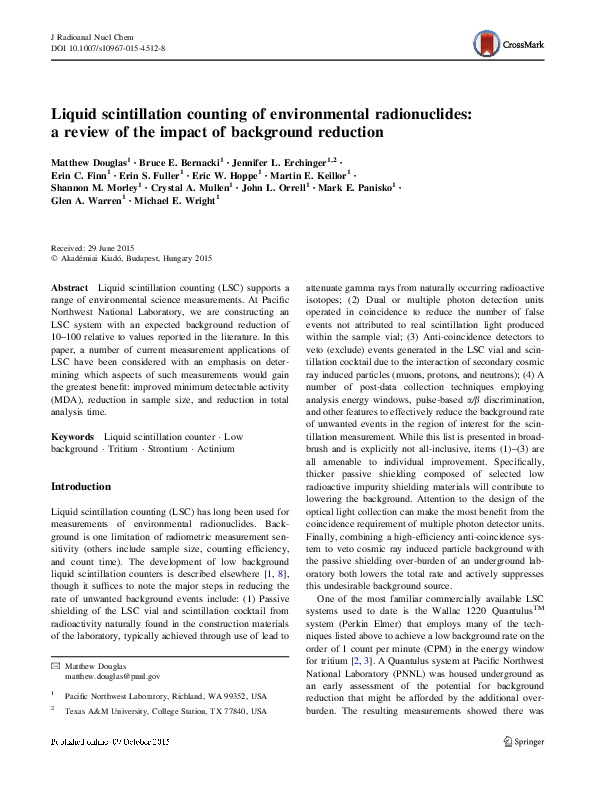 (PDF) Liquid scintillation counting of environmental radionuclides a