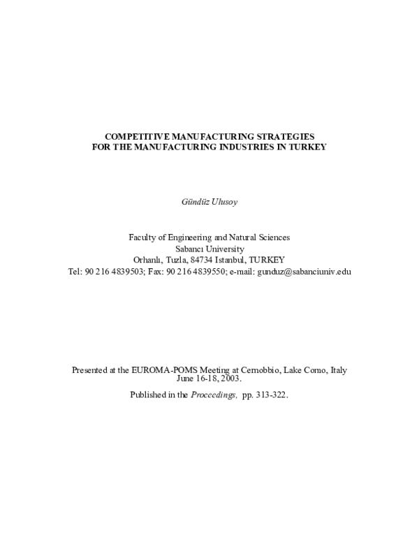 (PDF) Competitive manufacturing strategies for the manufacturing ...
