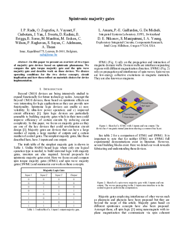 (PDF) Spintronic majority gates