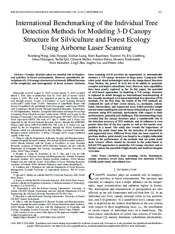 (PDF) International Benchmarking of the Individual Tree Detection ...