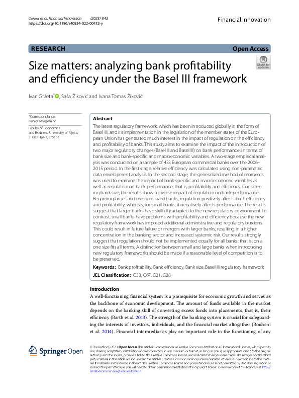 (PDF) Size matters: analyzing bank profitability and efficiency under ...