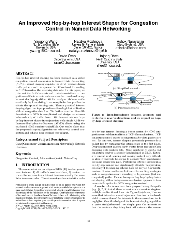 (PDF) Optimized Interest Shaping for NDN Congestion