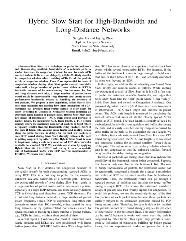 (PDF) Hybrid slow start for high-bandwidth and long-distance networks