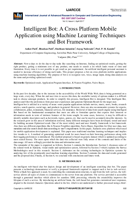 (PDF) Intelligent Bot: A Cross Platform Mobile Application using ...