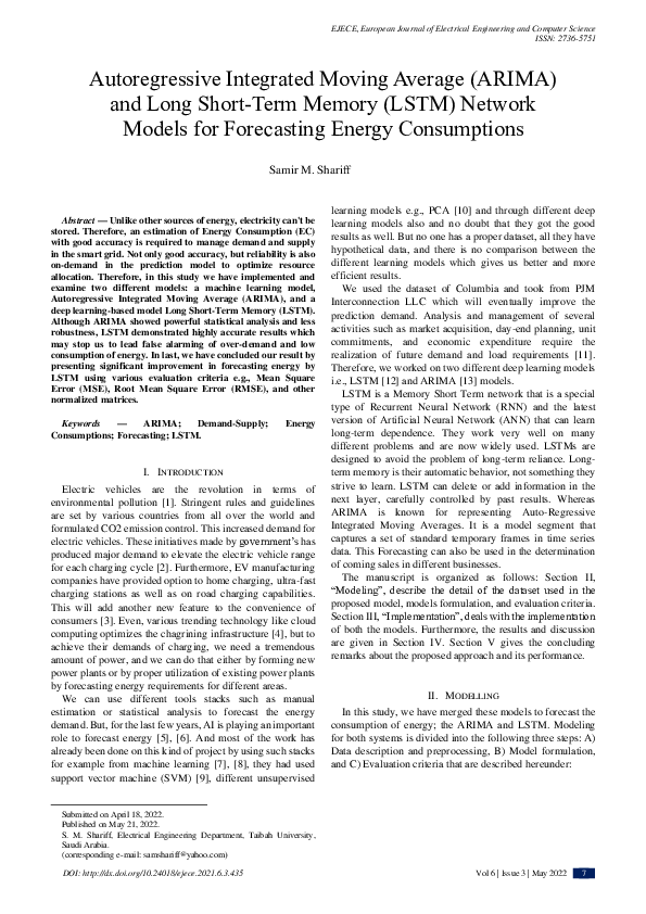(PDF) Autoregressive Integrated Moving Average (ARIMA) and Long Short ...