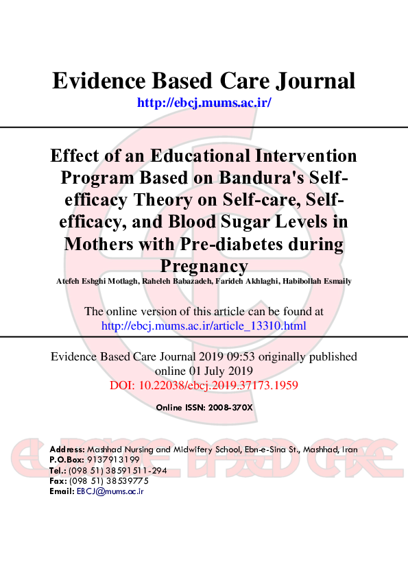(PDF) Effect of an Educational Intervention Program Based on Bandura's ...