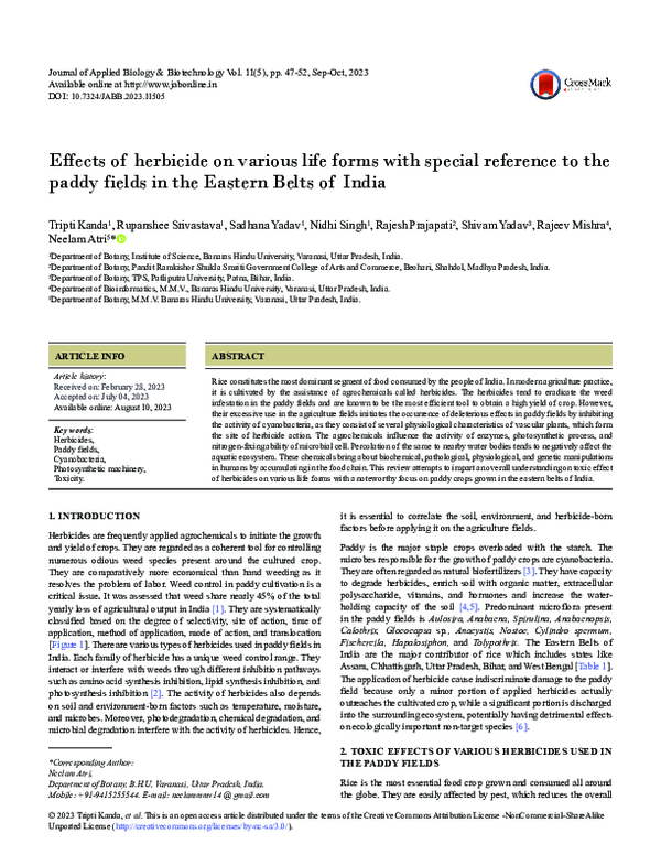(PDF) Effects of herbicide on various life forms with special reference ...