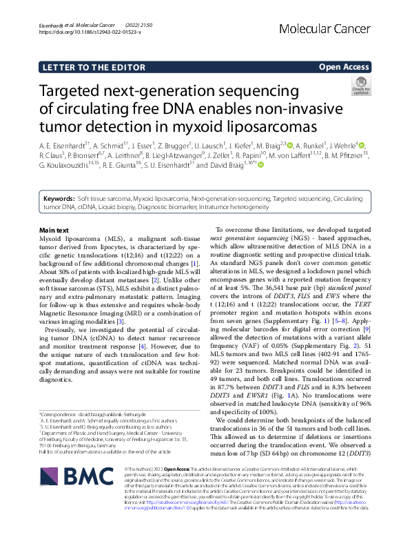 (PDF) Targeted next-generation sequencing of circulating free DNA ...