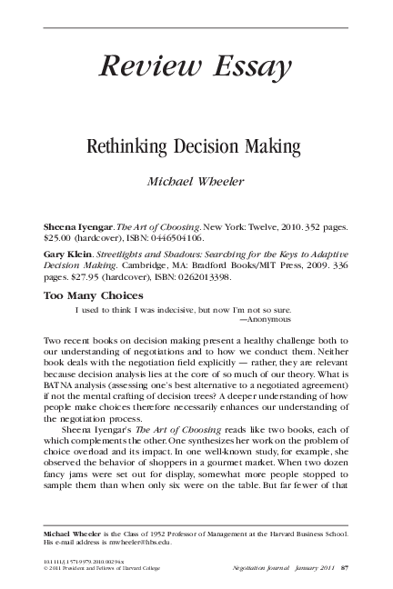(PDF) Rethinking Decision Making
