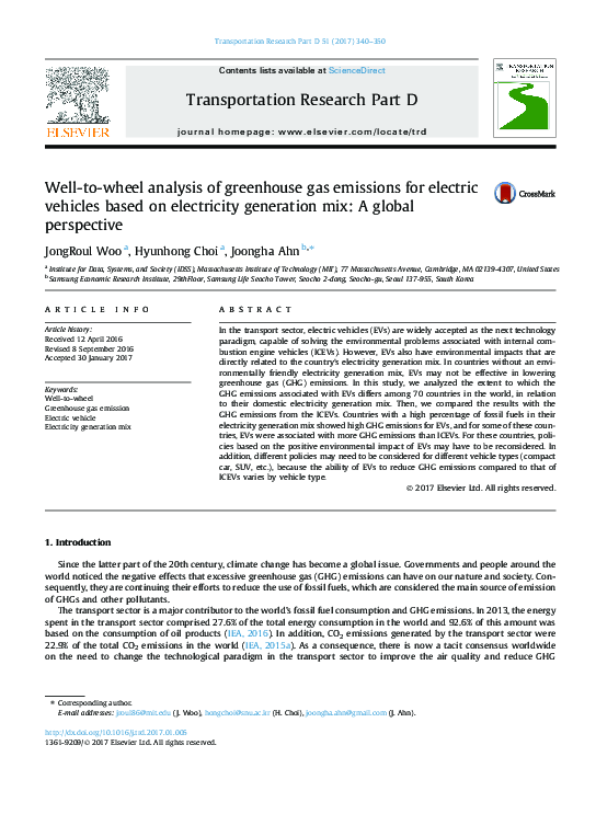 (PDF) Well-to-wheel analysis of greenhouse gas emissions and energy ...