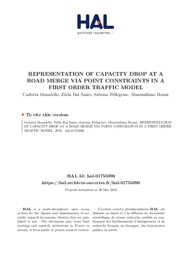 (PDF) Representation of Capacity Drop at a Road Merge via Point ...