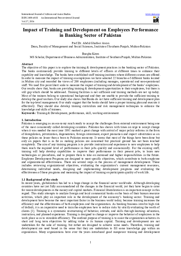 (PDF) Impact of Training and Development on Employees Performance in ...
