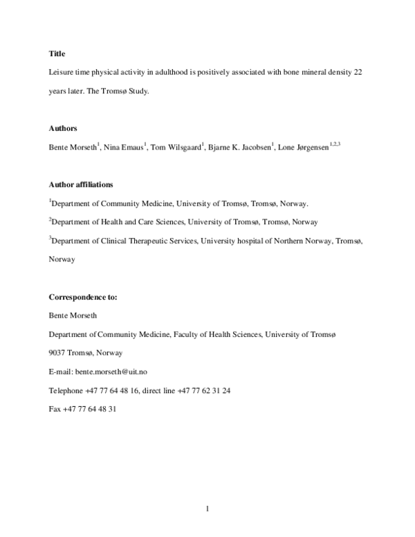 (PDF) Leisure time physical activity and risk of non-vertebral fracture ...