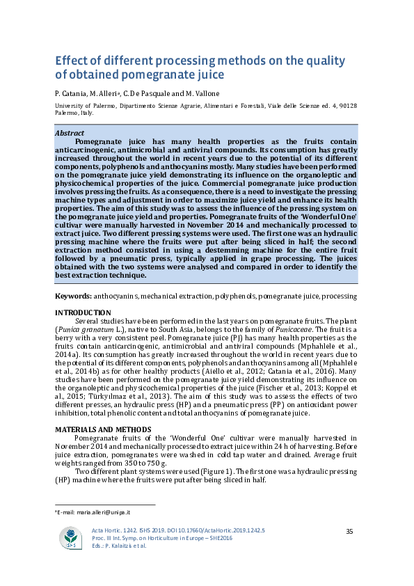 (PDF) Effect of different processing methods on the quality of obtained ...
