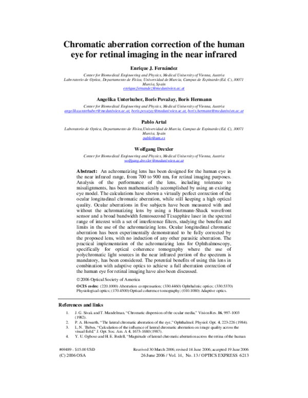 (PDF) Chromatic aberration correction of the human eye for retinal ...
