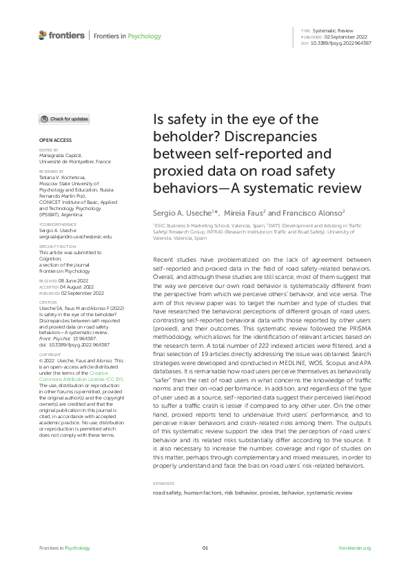 (PDF) Is safety in the eye of the beholder? Discrepancies between self ...