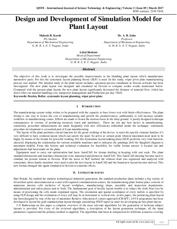 (PDF) Design and Development of Simulation Model for Plant Layout