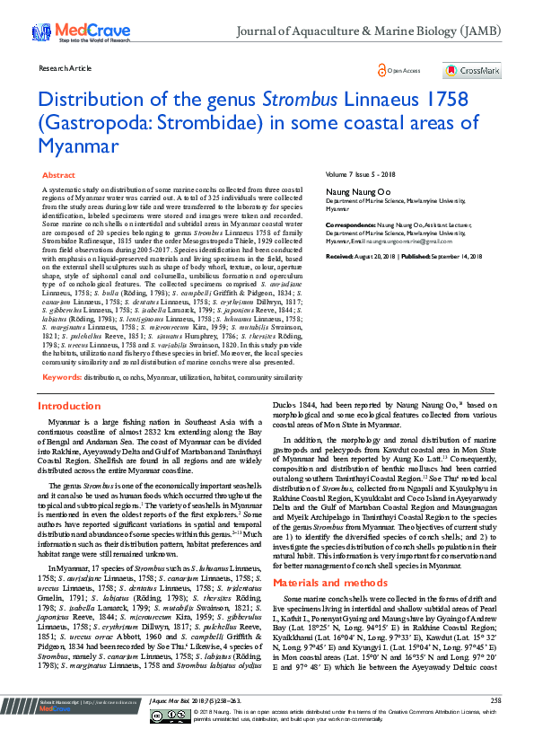 (PDF) Distribution of the genus Strombus Linnaeus 1758 (Gastropoda ...