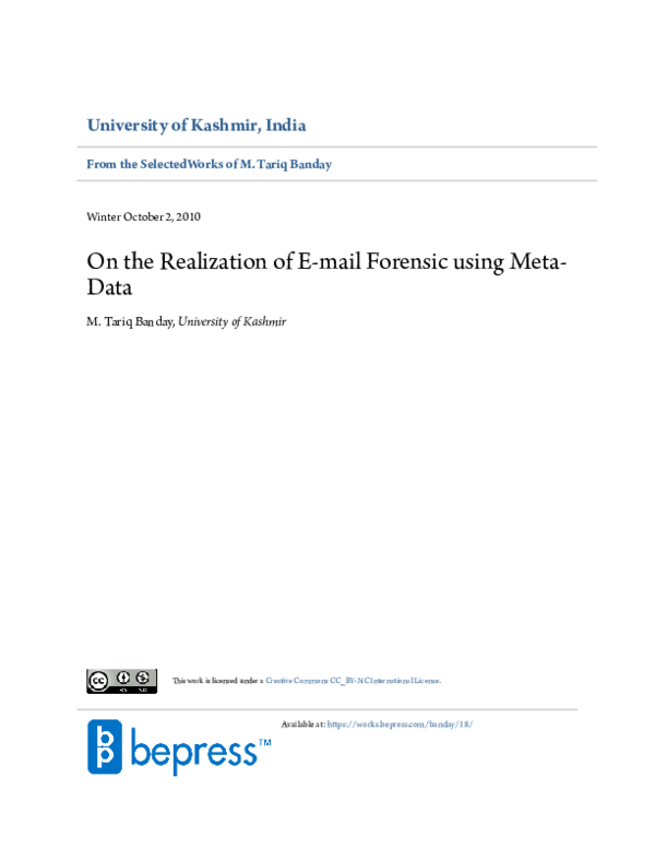 (PDF) On the Realization of E-mail Forensic using Meta-Data