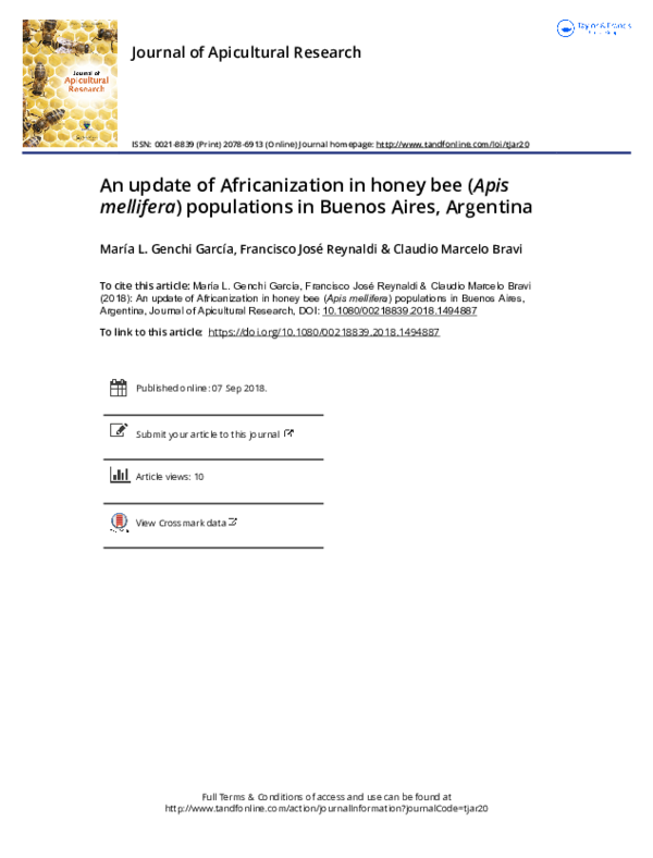 (PDF) An update of Africanization in honey bee (Apis mellifera ...