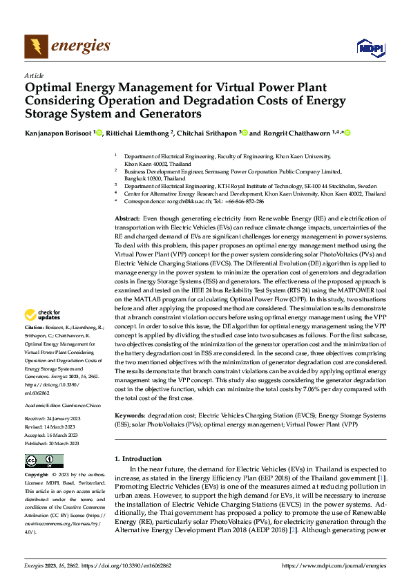 (PDF) Optimal Energy Management for Virtual Power Plant Considering ...