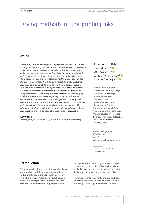 (PDF) Drying methods of the printing inks