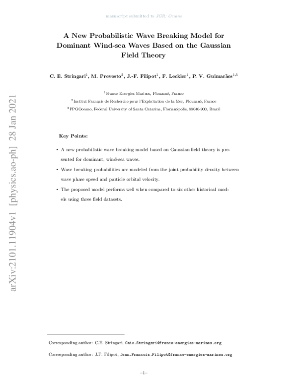 (PDF) Probabilistic Wave Breaking Model for Wind-sea Waves