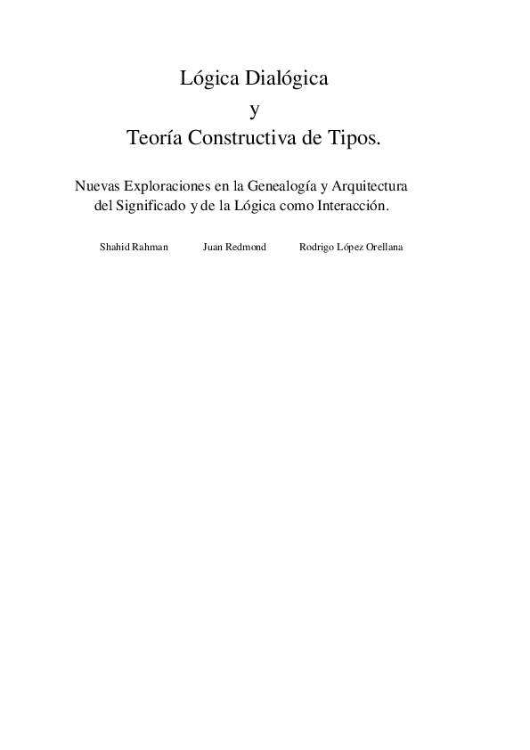 PDF) Lógica Dialógica y Teoría Constructiva de Tipos. Nuevas