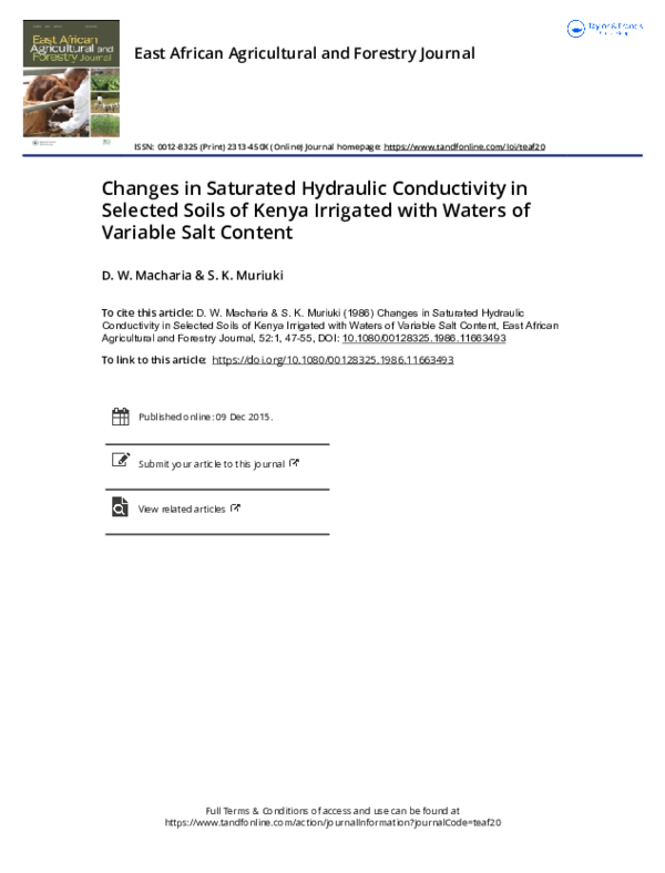 (PDF) Changes in Saturated Hydraulic Conductivity in Selected Soils of ...