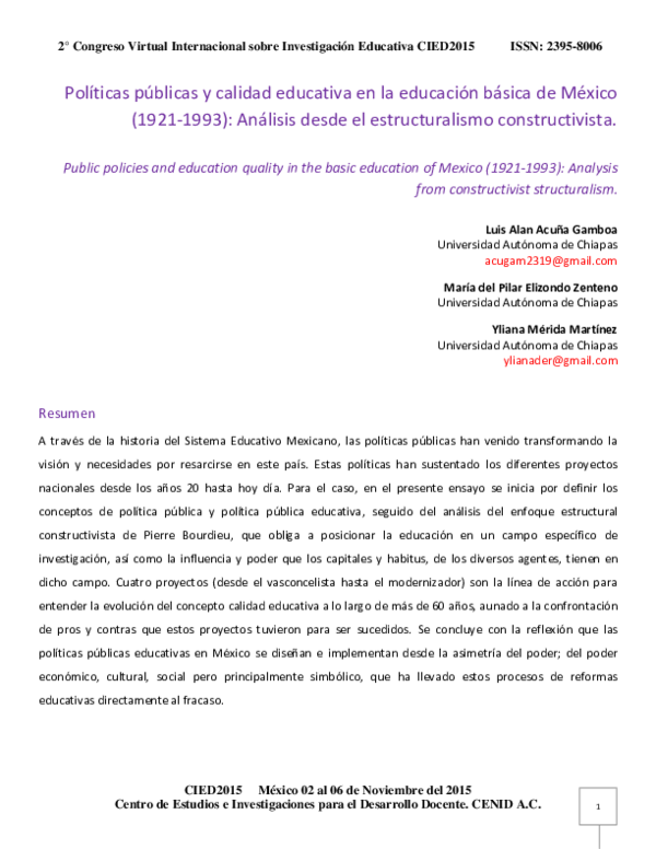 (PDF) Políticas públicas y calidad educativa en la educación básica de ...