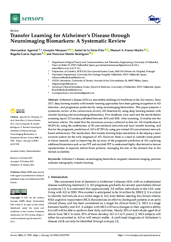 (PDF) Transfer Learning for Alzheimer’s Disease through Neuroimaging ...
