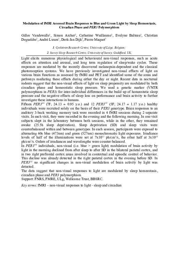 (PDF) Modulation of fMRI assessed brain responses to blue and green ...