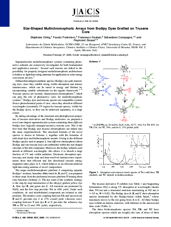 (PDF) Star-Shaped Multichromophoric Arrays from Bodipy Dyes Grafted on ...