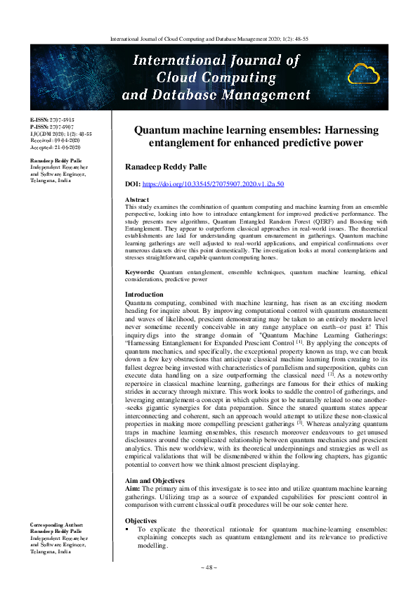 (PDF) Quantum machine learning ensembles: Harnessing entanglement for ...