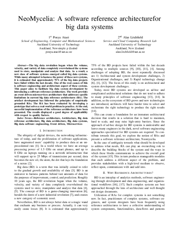(PDF) NeoMycelia: A software reference architecturefor big data systems