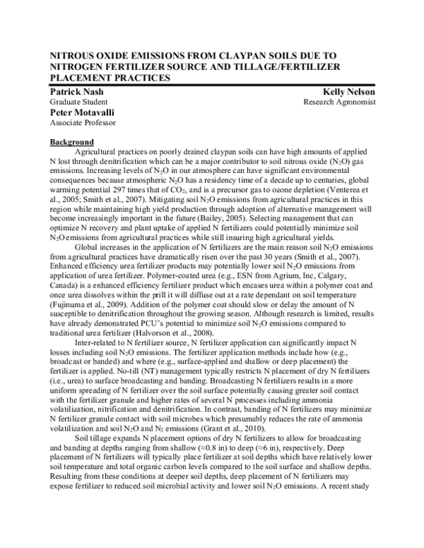 (PDF) Nitrous Oxide Emissions from Claypan Soils Due to Nitrogen ...