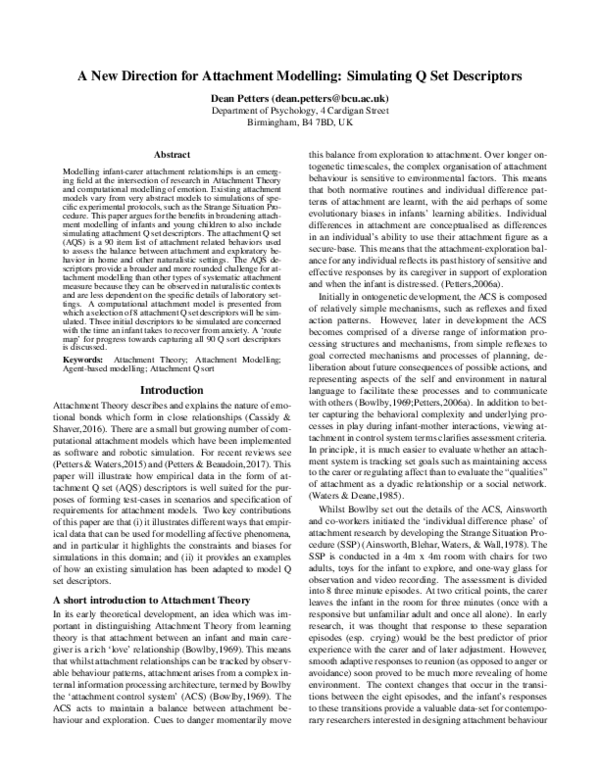 (PDF) A New Direction for Attachment Modelling : Simulating Q Set ...