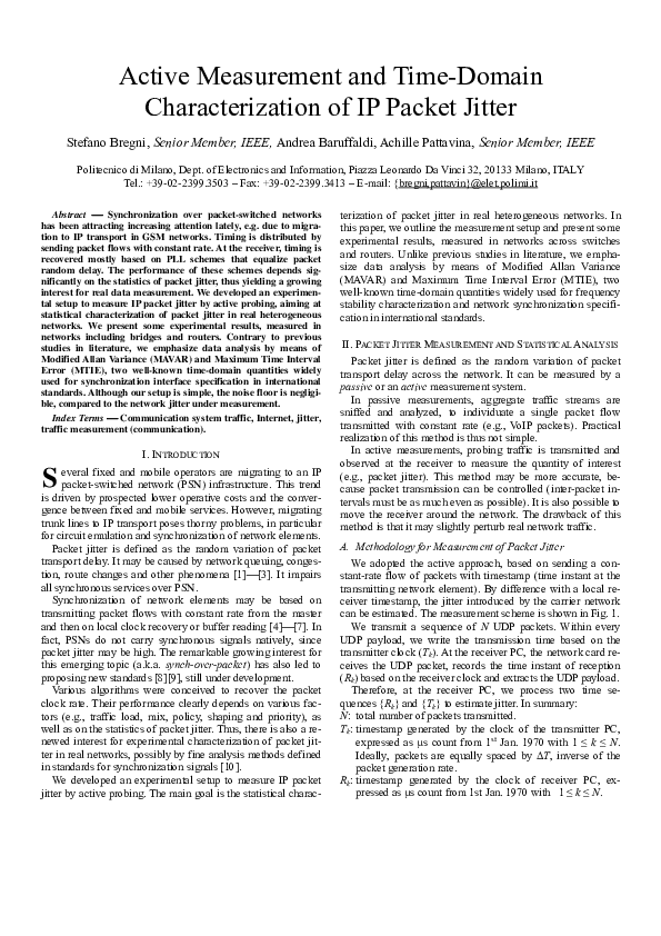 (PDF) Active measurement and time-domain characterization of IP packet ...