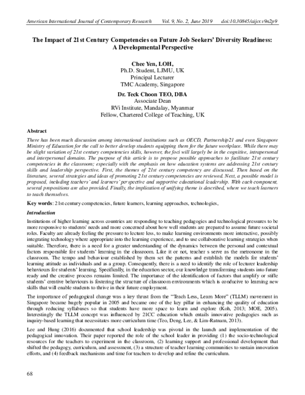 (PDF) Competencies in the 21st century